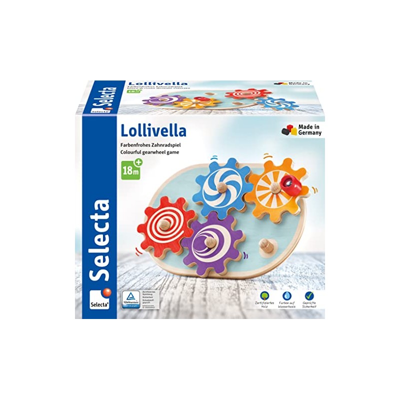 Selecta 62084 Lollivella Wooden Gear Toy 17.5 cm Multi-Coloured