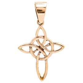 Windalf Aline Celtic Cross Pendant Bronze 3.4 cm, Fabric jewellery bag