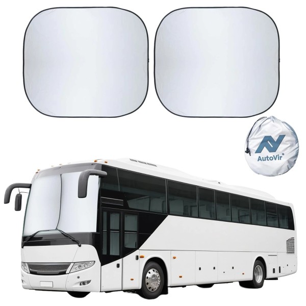 Autovir 2-Piece RV Windshield Sunshade | Reflective 240T Polyester Front