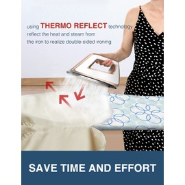 Sunkloof Ironing Board Cover and Pad, Resist Scorching and Staining, 15x54 Reflective Silicone Ironing Board Cover with Thick Padding Extra Thick with Elastic Edges 4 Fasteners