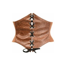Lavish Distressed Brown Faux Leather Corset Belt (Medium)
