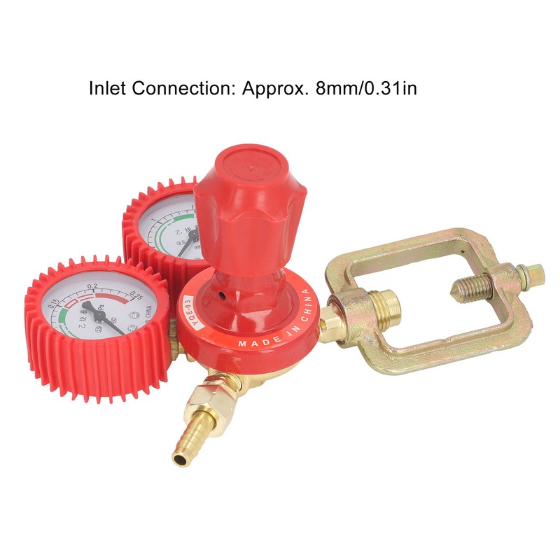 Acetylene Pressure Reducer 8mm Inlet Port Dual Display Shockproof Acetylene