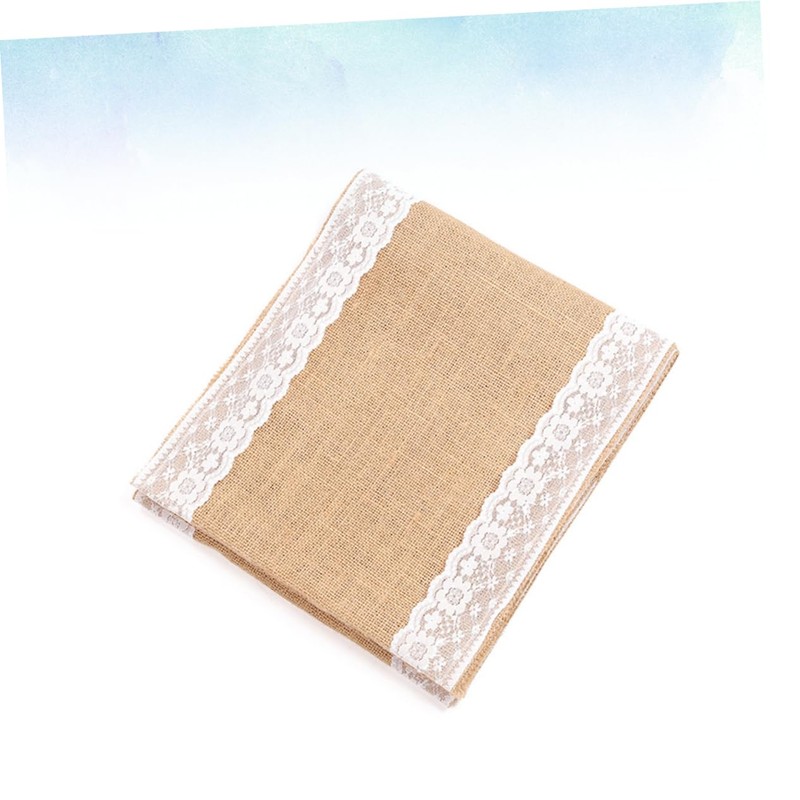 LABRIMP Lace Jute Table Cover Wedding Decor Party Tablecloth for