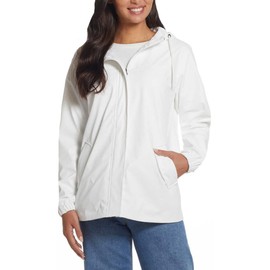 Weatherproof Vintage Womens Lightweight Waterproof Hooded Rain Slicker (White, X-Large)