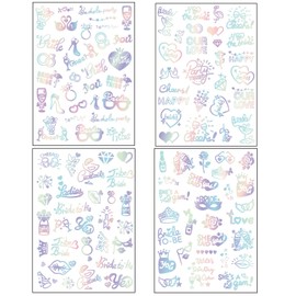 Qpout 4 Sheets Hen Party Temporary Tattoos Team Bride Bachelorette Accessories for Women Bridesmaid Bride to Be Wedding Stickers Bridal Shower Favors