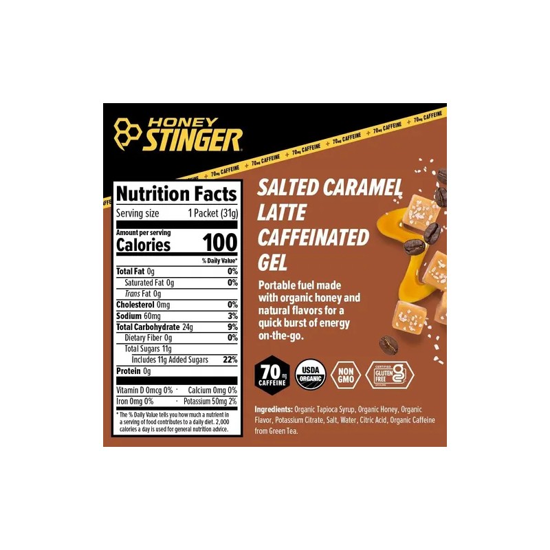 Honey Stinger Gel De Energía Con Cafeina 12 Pack Latte