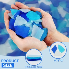 Keedolla 15 Oz Sea Glass Decor Tumbled Frosted Seaglass Pieces for DIY Crafts, Beach Sea Glass Craft for Sea Glass Jewelry, Christmas Tree, Wind Chimes Making - Cobalt Blue, White, Sea Blue