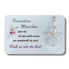 Schutzengel Schlüsselanhänger Besondere Menschen Geschenk Gastgeschenk Oma Mama Freundin Karte Perlenengel Danke Engel (Engel weiß)