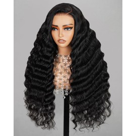 Arabella 6X5 Wear and Go Glueless Wigs Human Hair Pre plucked Pre Cut + High Density 220% Salon-Quality Loose Deep Wave Closure Wigs Human Hair Pre Plucked Pre Bleached Pre Cut Glueless Wig（22Inch）