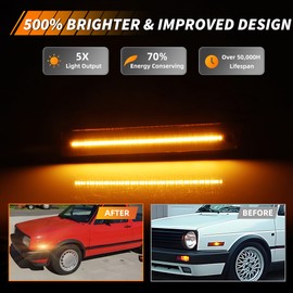 OFFKAT Smoked Amber LED Front Side Marker Lights For 1984-1992 VW Golf GTi Mk2 Jetta A2