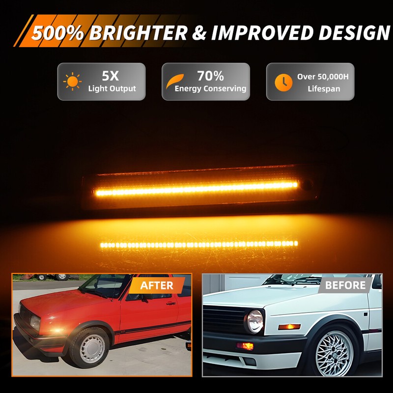 OFFKAT Smoked Amber LED Front Side Marker Lights For 1984-1992