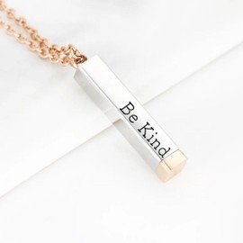 Roe Dolph Be Kind of a b Necklace Be Kind of a b Hidden Necklace 3D Engraving Vertical Bar Necklace Encouragement Pendant Necklace Friendship Necklace