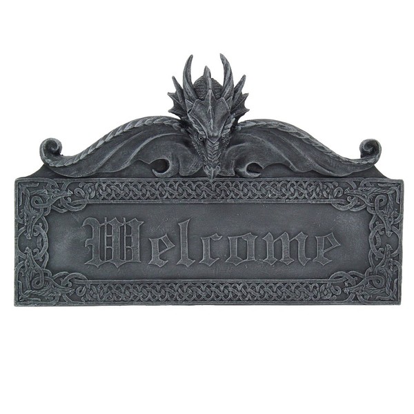 Pacific Giftware Medieval Gothic Guardian Dragon Welcome Plaque Door Greeting Wall Decorative Scu