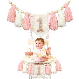 Banner hecho a mano para decoración de fiesta de 1er cumpleaños para niña, baby shower, decoración de pared, decoración para recámara de niños