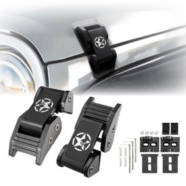USR 07-25 JK and JL HOOD LATCHES Metal Constructed Lock Catch – HeavyDuty Hoodlatch Set (2pc) Compatible with 2007-2025 Jeep Wrangler Rubicon Sahara Sport Willys (SKULL EDITION w/INSTALL HARDWARE)