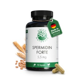 GREEN NATURALS Spermidin Forte 5,5 mg je Kapsel aus Weizenkeimextrakt - Laborgeprft - 90 Kapseln (3 Monatsvorrat) - Green Naturals?