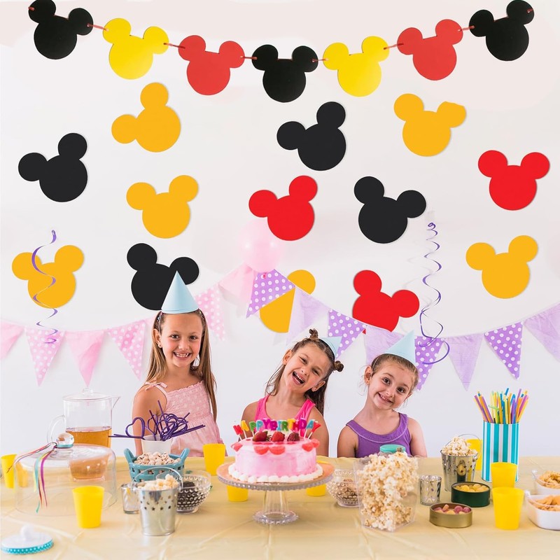 60Pcs Cartoon Mouse Cutouts Banner for Birthday Party Decoration Room