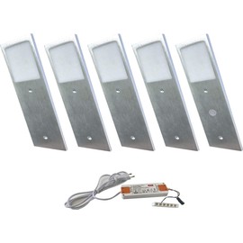 ACCE Super Thin and Aluminium Body LED Under-Unit Light Kitchen Furniture Light Neutral White Includes Converter One Spotlight with Dimmable Switch Pack of 5