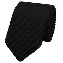 Mantieqingway Pointed Knit Ties for Men Pure Color 2.76'' Skinny Neck Tie Formal Business Knitted Tie for Daily Wedding Party, Black, Medium