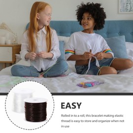 Operitacx 2 Sätze Elastische Schmuckdrähte Transparente Beadschnur Für Armbänder Für DIY Schmuckherstellung Und Bastelarbeiten Langlebig Und Reißfest Pro Rolle Weiß Dunkelbraun 2 Rollen * 2