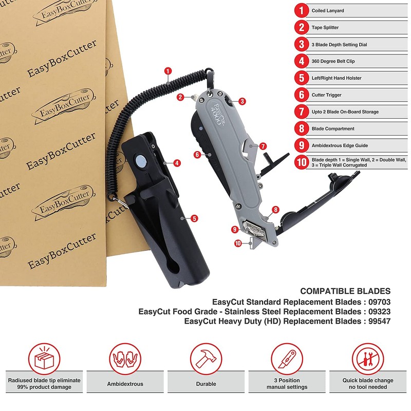 Modern Box Cutter with High Density Blades for Industrial Use