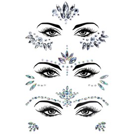 Sularpek Set of 3 Glitter Stones Face Festival, Face Rhinestones, Rhinestone Face Jewels Crystals Rhinestones Face Temporary Tattoos, Rhinestones for Carnival Make-Up Party Make Up