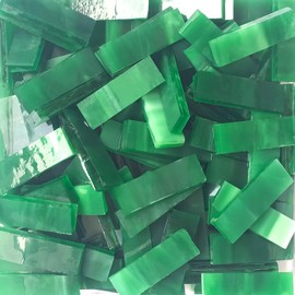 LiFschal Rectangle Mosaic Tiles Stained Glass, 0.7x2.1CM Textured Glass Mosaic Making with Handmade for DIY Art Crafts, Home Decorations - About 140Pcs 200G(0.44LB),Green