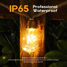 Aisutha Solar Fairy Lights Outdoor Solar Fairy Lights with 16 Bulbs, [6 m + 2 m] Solar Fairy Lights Outdoor, 8 Modes Solar Fairy Lights Outdoor Weatherproof for Garden, Balcony, Party (Warm White)