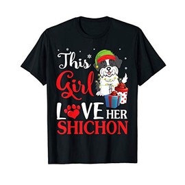 Snow And Xmas Gifts This Girl Love Her Shichon ELF Costume T-Shirt