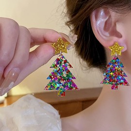 Christmas Earrings for Women,Xmas Tree Earrings Acrylic Christmas Tree Drop Dangle Earrings Xmas Holiday Accessory Christmas Stocking Stuffers for Teen Girls(Tree 2)