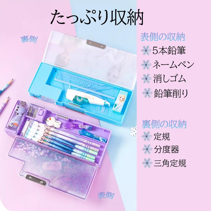 Pencil Case, Elementary School Students, Girls, Double-Sided Opening, Pencil Sharpener,