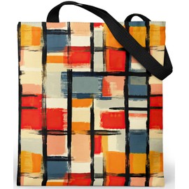 Loxato Tote Bag with Zip - Women's Shoulder Bag with Zip - Waterproof Oxford Fabric - Printed Fabric Bag - Shoulder Bag Large W 37 x H 42 cm - Women's Bag, Mark Style 1