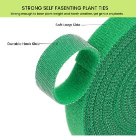 Reusable Plant Ties for Climbing Plants Hook and Loop Green Nylon Plant Straps Tape Double Sided Garden Tie Strap Reusable Adjustable Gentle Support for Vines, Trellis, Tomato (1/2 Inch x 16.4 ft)