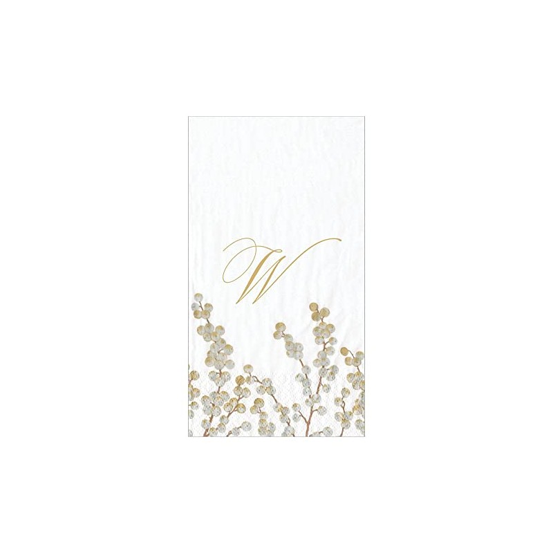 Caspari Berry Branches Single Initial Paper Guest Towel Napkins Letter