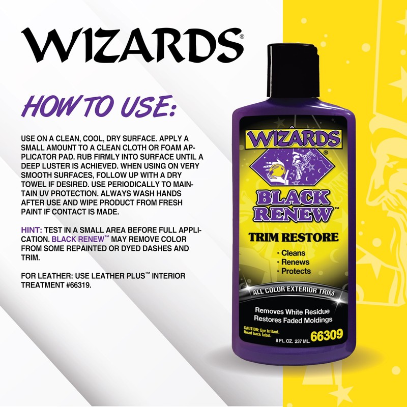 Wizards Black Renew Trim Restorer Treatment - Removes White Residue