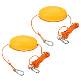 PATIKIL 16FT Float Rope Tow Line, 2 Set Heavy Duty Buoy Ball Float Leash with Stainless Steel Hook Drift Rope Marker Buoy Float Rope for Fishing Drift Kayak Boat Accessories, Orange