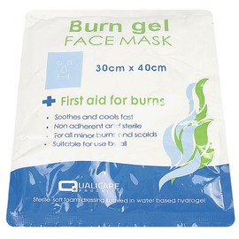 Burn Gel Face Mask 30cm x 40cm - Sterile Soft Foam Dressing Soaked in Water-Based Hydrogel