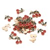 Cheriswelry 100 Pieces Enamel Pendant Cherry Dangle Charms Light Gold