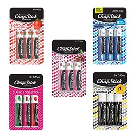 ChapStick Classic Collection Lip Balm Pack (5 Triple Packs - 15 Total Sticks), Original, Cherry, Strawberry & Lip Moisturizer - Great Gifts for Women & Men and Stocking Stuffers