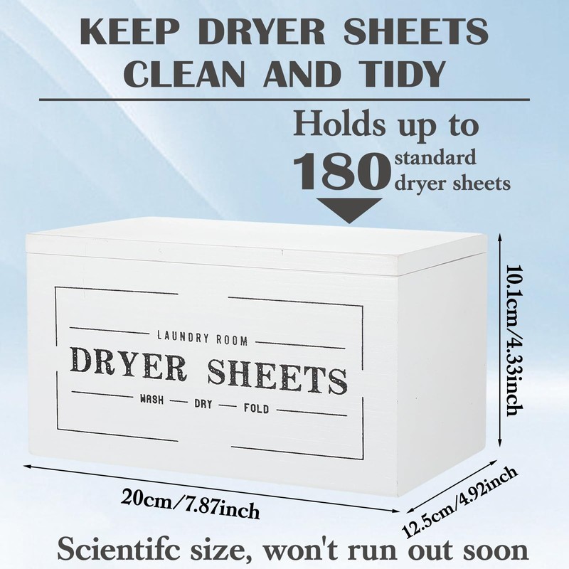 Limbeuuu Farmhouse Dryer Sheet Holder with Lid - Rustic Dryer