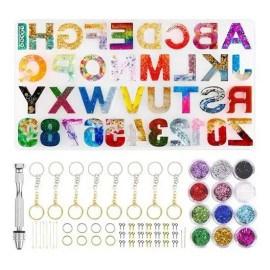 Kit De 236 Piezas Letras De Silicona De Molde De Resina Epóx