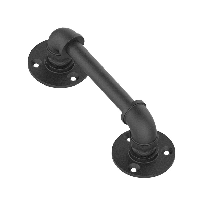TOIMIOTOIM 9.6" Pipe Barn Door Pull Handle Black Rustic Industrial