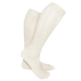 Weri Spezials Traditional Knee Stockings Oktoberfest Socks Cotton for Children and Women, cream, 31 - 34