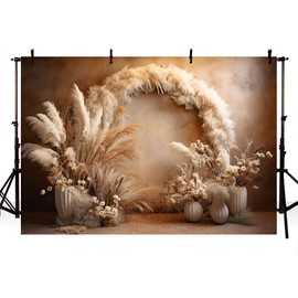 MEHOFOND Boho Photo Backdrop Retro Bohemian Floral Pampas Backdrop for Kids Birthday Party Wedding Pregnant Portrait Decoration Photo Studio Props 3x2.1m