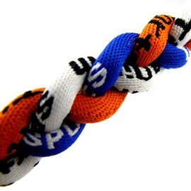 MapofBeauty 18" Sport Style Three Colors Fashion Three Braided Rope Tornado Necklace (Royal Blue/Orange/White)