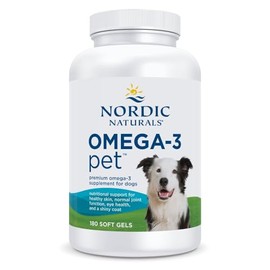 Nordic Naturals Omega-3 Pet, Unflavored - 180 Soft Gels - 320 mg Omega-3 Per Soft Gel - Fish Oil for Dogs with EPA & DHA - Promotes Heart, Skin, Coat,