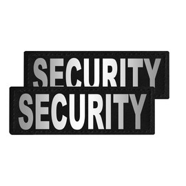Dogline Security Vest Patches – Removable Security Patch 2-Pack with Reflective Printed Letters for Dog Vest Harness Collar or Leash Size A (1" x 2.75")