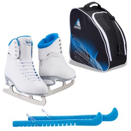 Jackson Ultima Finesse JS184 Figure Ice Skates for Women Bundle with Guardog Skate Guards, Jackson Skate Bag JL350 / Skates Color: Blue/Width: Medium/Size: Toddler 8 (Kid's)