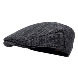 STARANCE Men Hat Wool Blend Newsboy Ivy Hat Tweed Flat Cap (Herringbone Gray, 7 1/2)