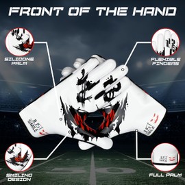 LYRX Professional Football Receiver Gloves with Optimal Silicone Palm Non-Slip Grip Control Ultra-Stick Sports Lightweight Glove and Precision Fit (Jester, Youth XS (5.5"))